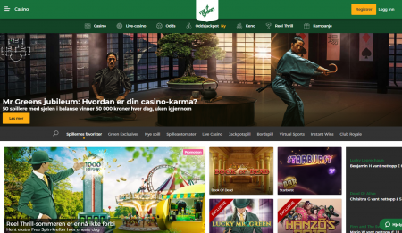 bonus og spill hos mr green casino