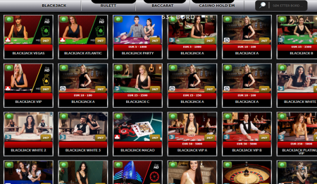 live casino og spill hos spinson casino