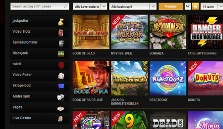 over 2000 spill hos video slots