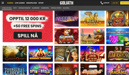 goliath casino har et bra utvalg av casinospill