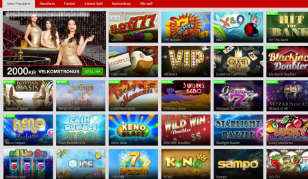 stort spillutvalg hos magicred casino